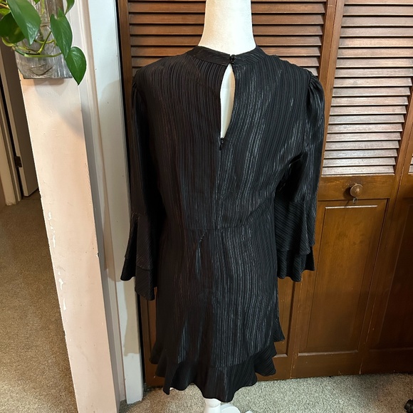 Catherine Malandrino Masami Metallic Ruffle Shift Dress with Bell Sleeves - Picture 4 of 13